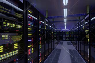 Working data center interior.