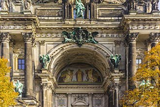 Details of the facade Berlin Cathedral Berliner Dom on the Muzeum Island .