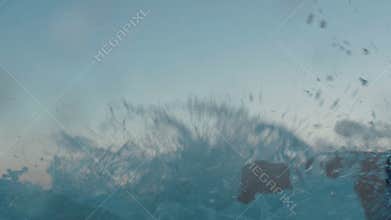 Sport model working out at wavy sea. Slow motion video.