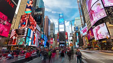 NEW YORK - MAY, 2018: Time Lapse of Times Square - New York 4K, UHD, Ultra HD resolution