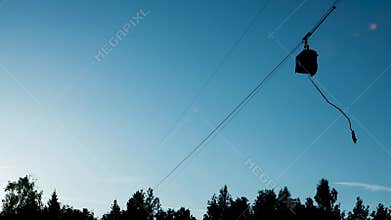 Bungee jumping from cable car