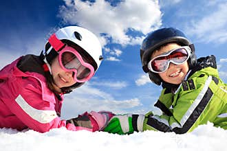 Children in ski clothing