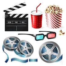 Cinema clipart of 3d vector realistic objects