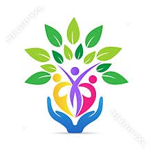 Family people love care hands tree logo