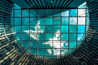 Circle and squares on the roof