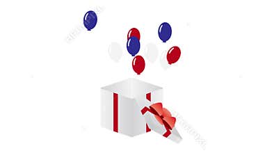 4th Of July animation. balloons and usa flag