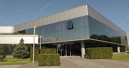Exterior of a large modern factory or factory, industrial exterior, modern office or commercial center