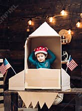 Happy independence day of the usa. Education and kid idea development. Travel and adventure. Earth day. Small boy play