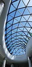 Top glass roof of a shopping mall