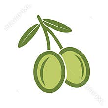 Olives on branch.Fruit icon
