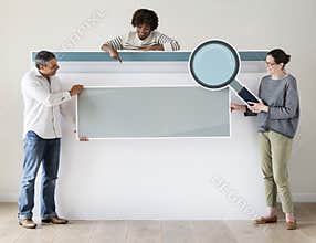 Happy people with internet browser