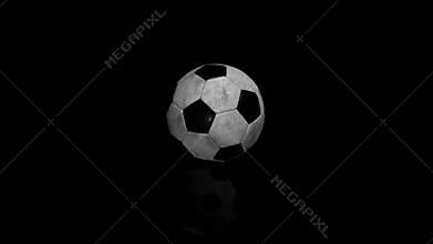 Football 3D animations of soccer ball on black background