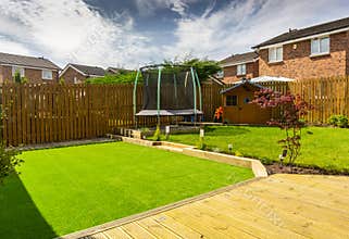 Modern garden with a new Planted Lawn