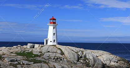 Scene of the Peggys Cove Lighthouse, Nova Scotia, Canada 4K