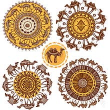 Set of Round Ornament Pattern with camels