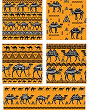 Set of Seamless pattern with camels