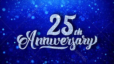 25th Anniversary Wishes Blue Glitter Sparkling Dust Blinking Particles Looped