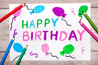 Colorful drawing: Happy Birthday Card