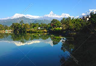 The Annapurna Range and Phewa Lake, Pokhara