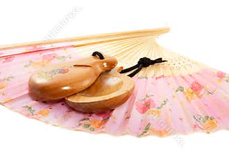 Aspanish flamenco fan with castanets