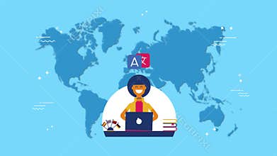 Multi language translator app concept 2d animation