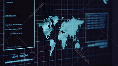 Young Hacker doing Attack on Data Servers and bank`s account to still the secret credit card numbers. Working in sci-fi