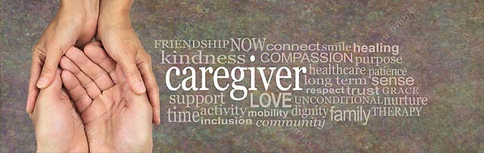 Rustic CAREGIVER word tag cloud