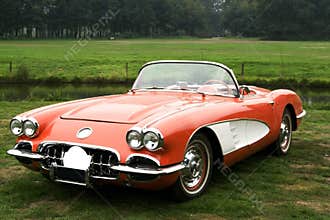 Classic red corvette car