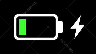 Battery icon charging loop illustrated cartoon animation
