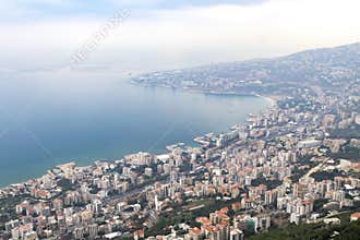 Overhead view of Jounieh Bay in Beirut Lebanon