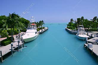 Florida Keys fishing boats in turquoise waterway