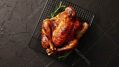 Homemade baked chicken with rosemary herbs