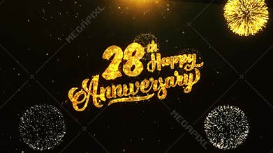 28th Happy Anniversary Text Greeting, Wishes, Celebration, invitation Background