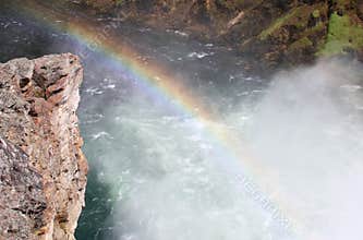 A Rainbow at The Lower Falls in the Grand Canyon of the Yellowstone