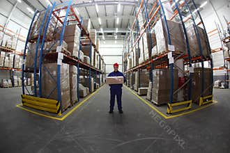 Warehouse worker with box