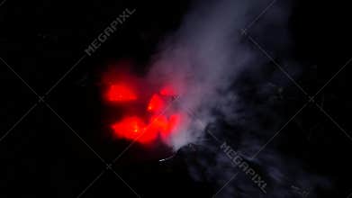 Red eye pumpking in Halloween horror scene