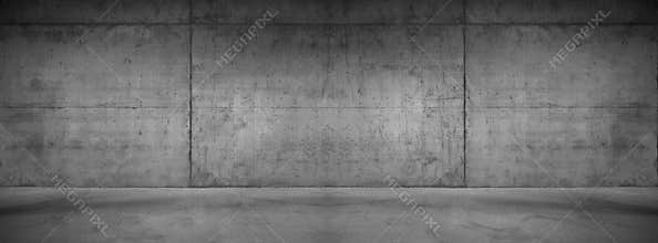 Dark Concrete Wall Panorama Wide Modern Background Texture