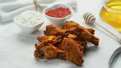 Fried chicken wings in served