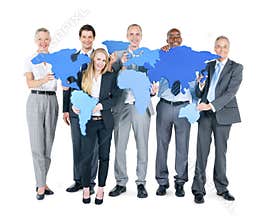 Group of Business People with continents