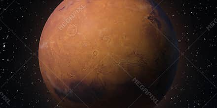 Red planet Mars. Astronomy and science concept. Elements of this image furnished by NASA.