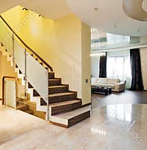Luxury hall with staircase in a house
