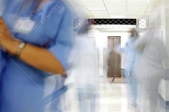 Busy hospital corridor