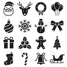 Christmas icons set. Vector illustrations.