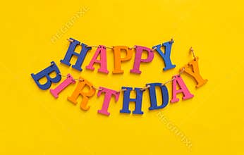 Happy Birthday. Letters on a white background.