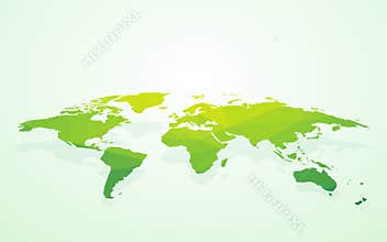 Green blank world map fake3D