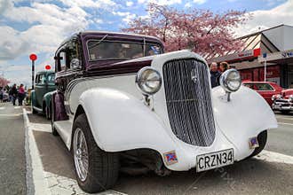 The front of a 1934 Chrysler Plymouth car
