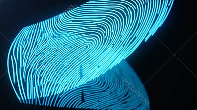 Fingerprint scan provides security access with biometrics identification. Concept Fingerprint protection. Curved
