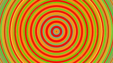 Bright rainbow concentric circles. Seamless loop smooth 3D animation. Abstract background
