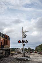 Freight train at crossing