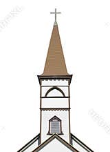 Church steeple with cross isolated.